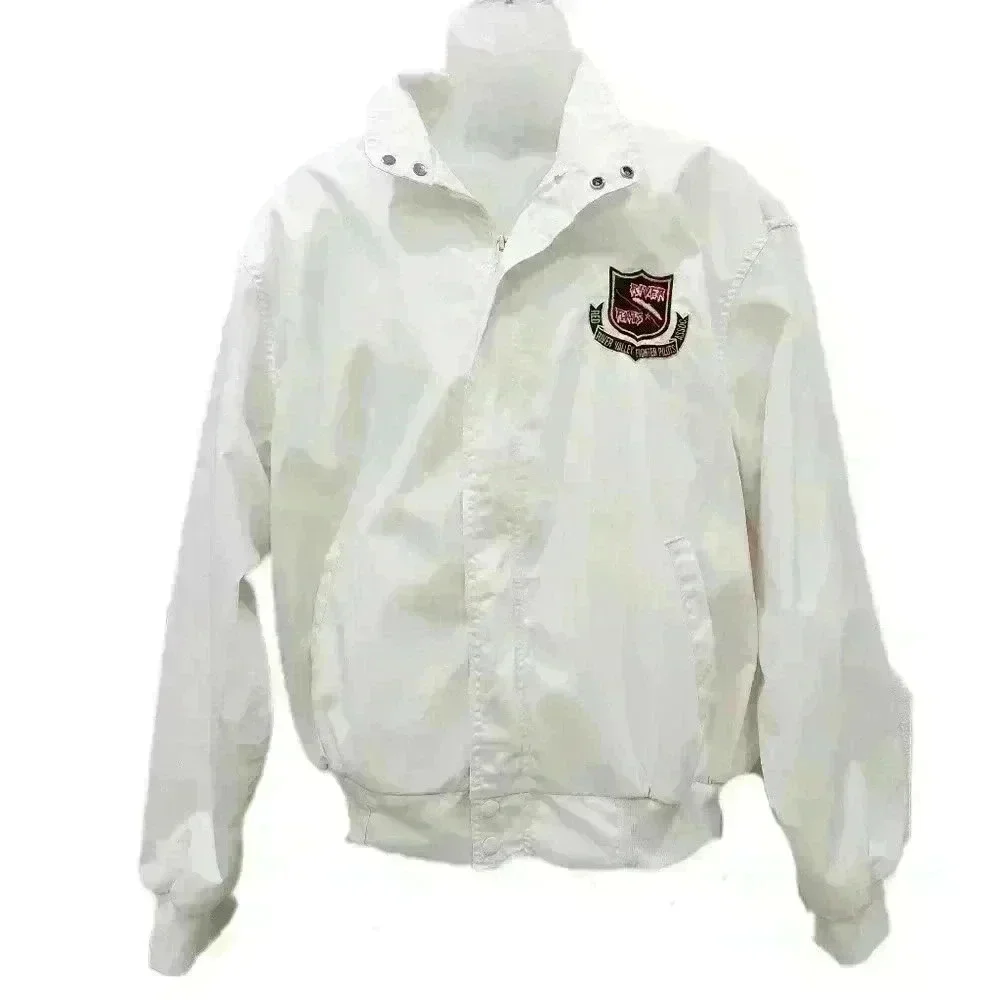 Fighter Pilots Assocation White Vintage Windbreaker,US Mens Medium (listing as)
